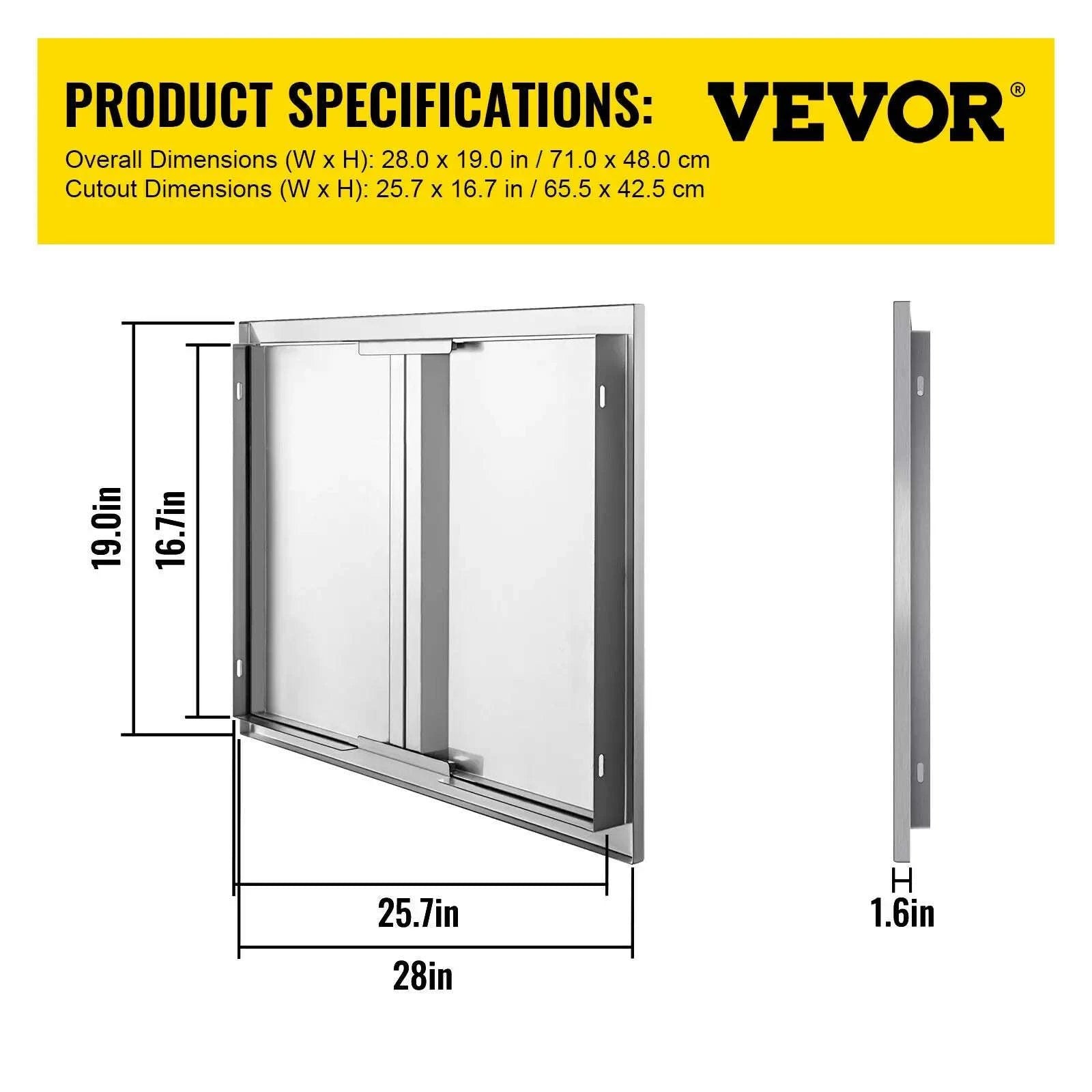 Stainless Steel BBQ Access Door with Recessed Handle-2-Door 31x24 inch / United States
