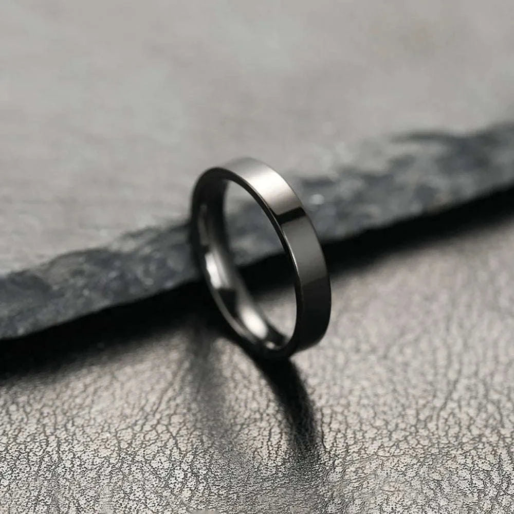 Stainless Steel Black Matte Ring for Men and Women-4MM Black / 9