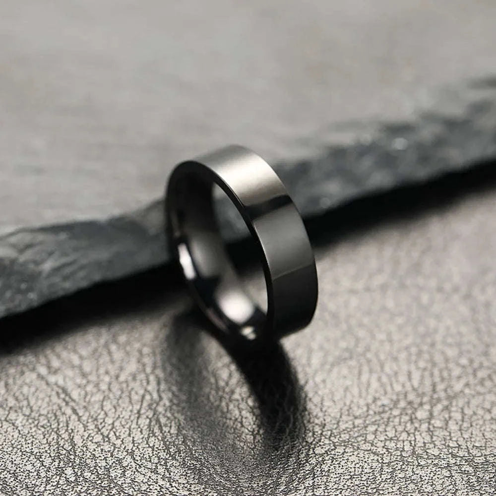Stainless Steel Black Matte Ring for Men and Women-4MM Black / 9