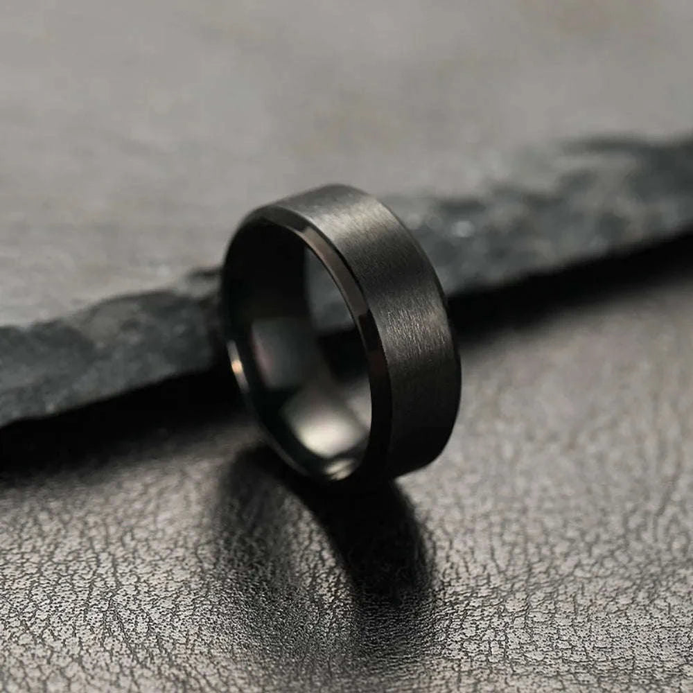 Stainless Steel Black Matte Ring for Men and Women-4MM Black / 9