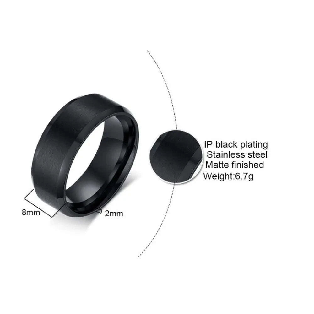 Stainless Steel Black Matte Ring for Men and Women-4MM Black / 9