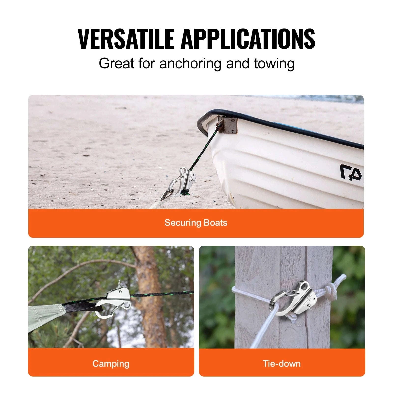 Stainless Steel Boat Anchor Hook with Slide Clamp for 3/8"-5/8" Rope-Stainless Steel / United States