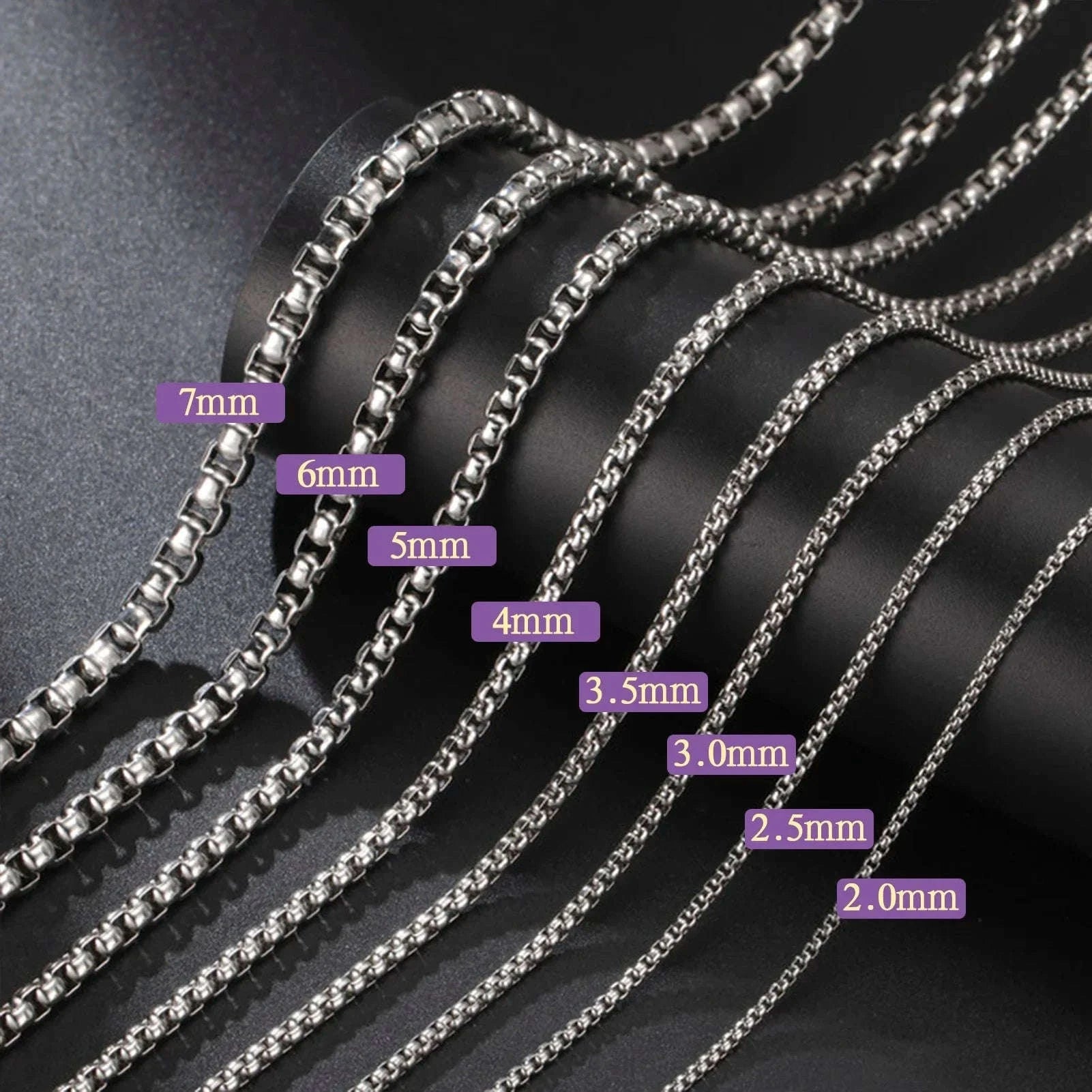 Stainless Steel Box Chain Necklace for Men & Women-Gold Color / 60cm / 3mm