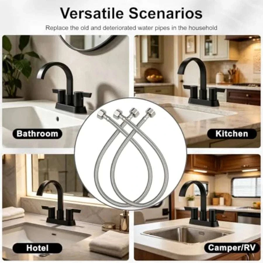 Stainless Steel Braided Faucet Supply Hose 1/2" FIP x2 Pack-United States