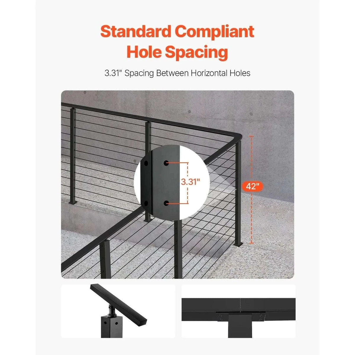 Stainless Steel Cable Railing Corner Post with Pre-Drilled L Holes-Type A / spain