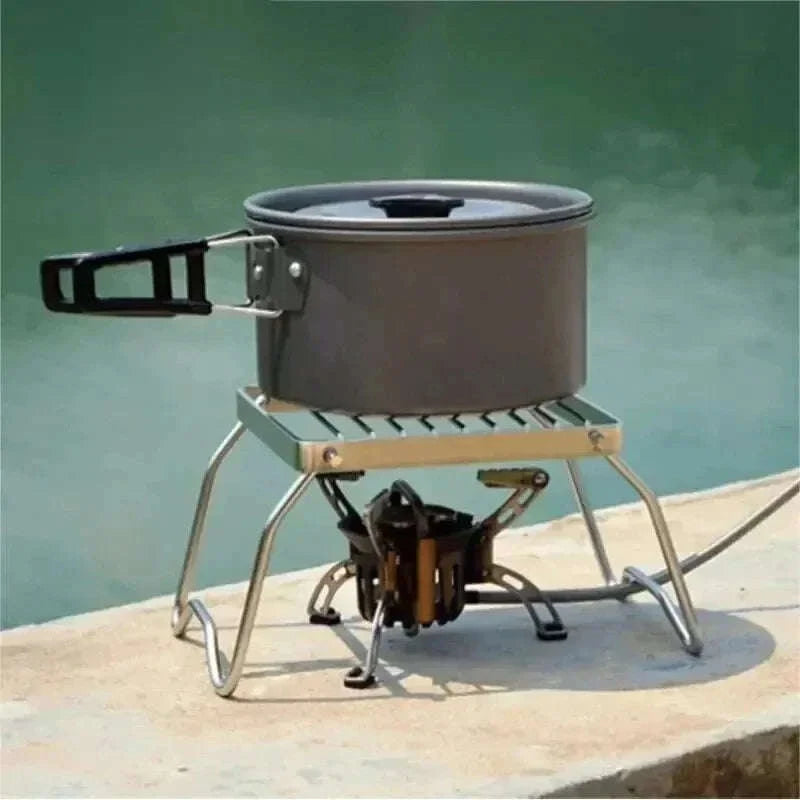 Stainless Steel Camping Stove Stand & Wind Shield Folding Rack-1pc