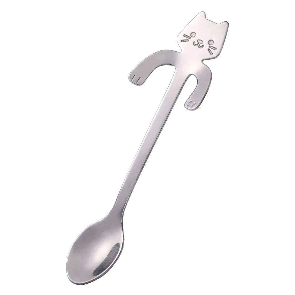 Stainless Steel Cat Coffee Spoon for Drinks and Desserts-Gold