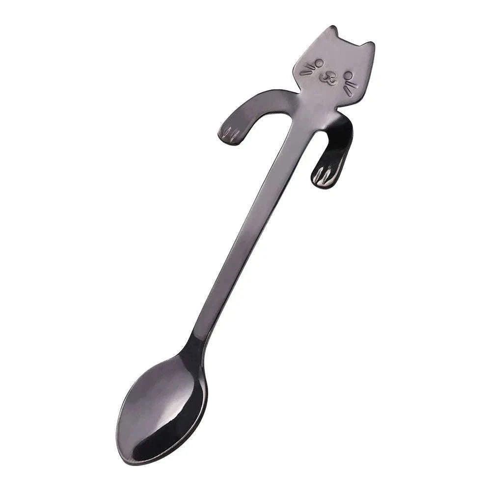 Stainless Steel Cat Coffee Spoon for Drinks and Desserts-Gold