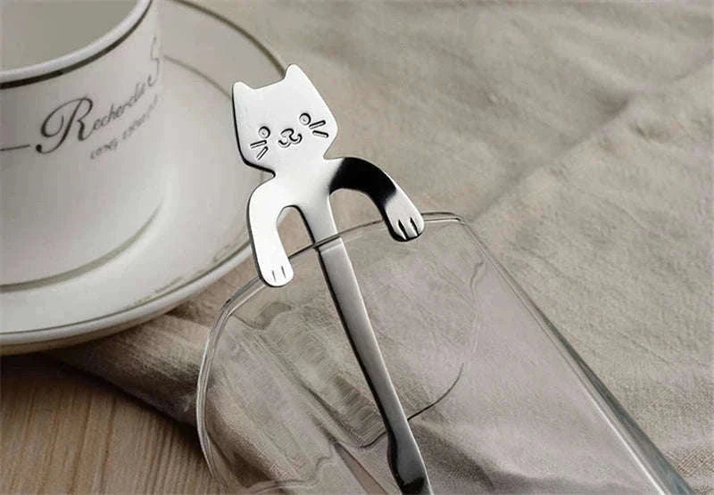 Stainless Steel Cat Coffee Spoon for Drinks and Desserts-Gold
