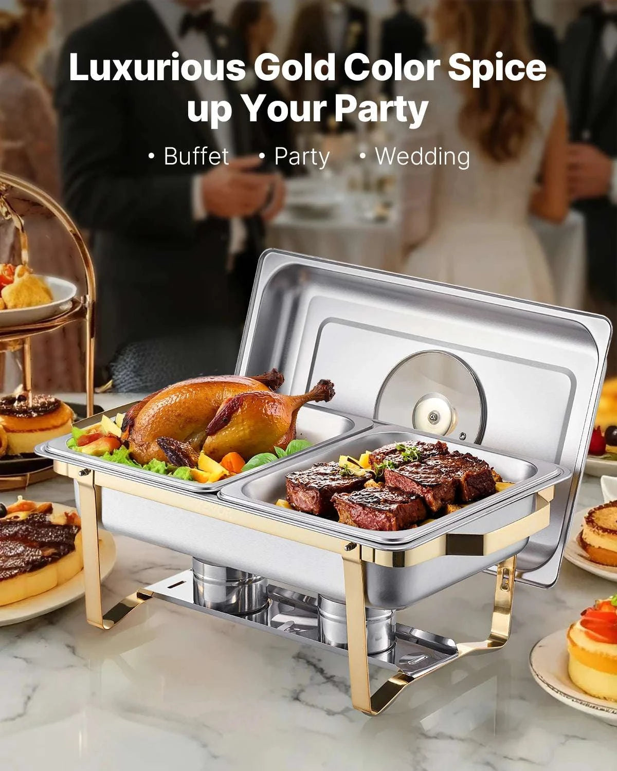 Stainless Steel Chafing Dish Buffet Set with Half-Size Pans-4 pack / United States