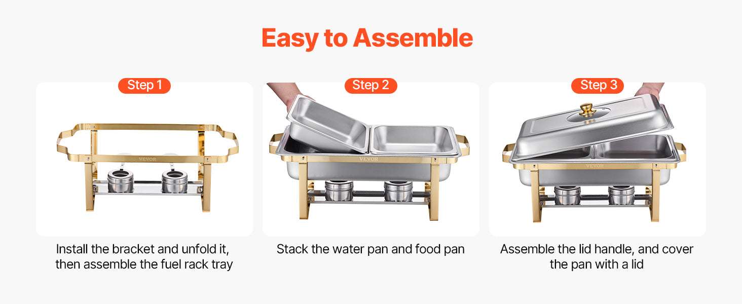 Stainless Steel Chafing Dish Buffet Set with Half-Size Pans-4 pack / United States