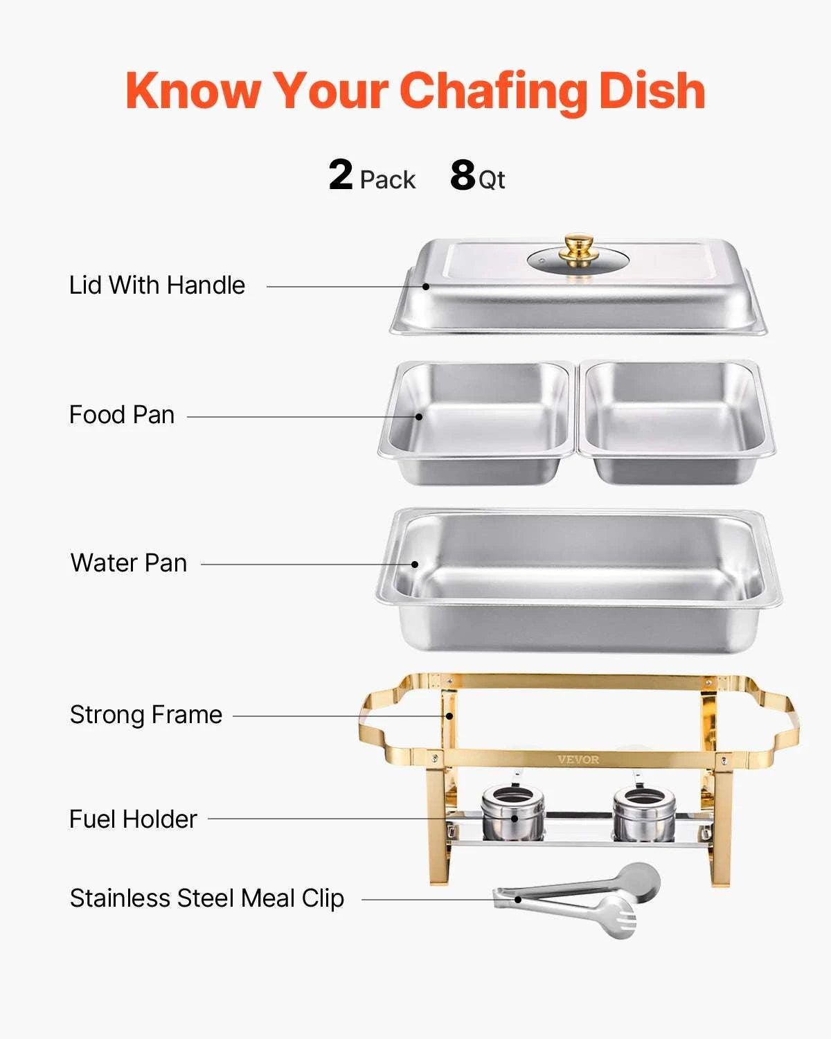 Stainless Steel Chafing Dish Buffet Set with Half-Size Pans-4 pack / United States