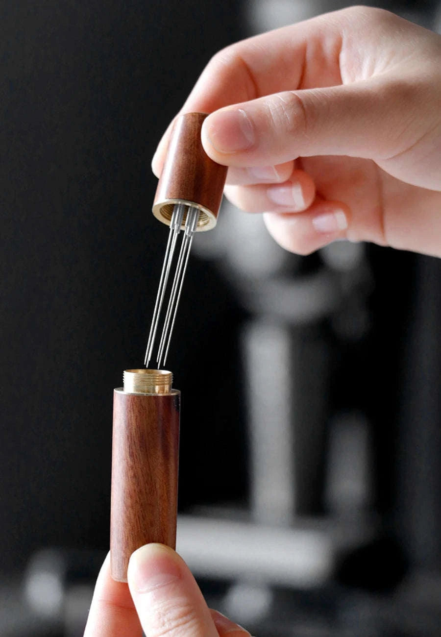 Stainless Steel Coffee Powder Tamper Espresso Powder Stirrer Distributor Leveler WDT Tools Cafe Stirring Barista Accessories-United States / Rosewood