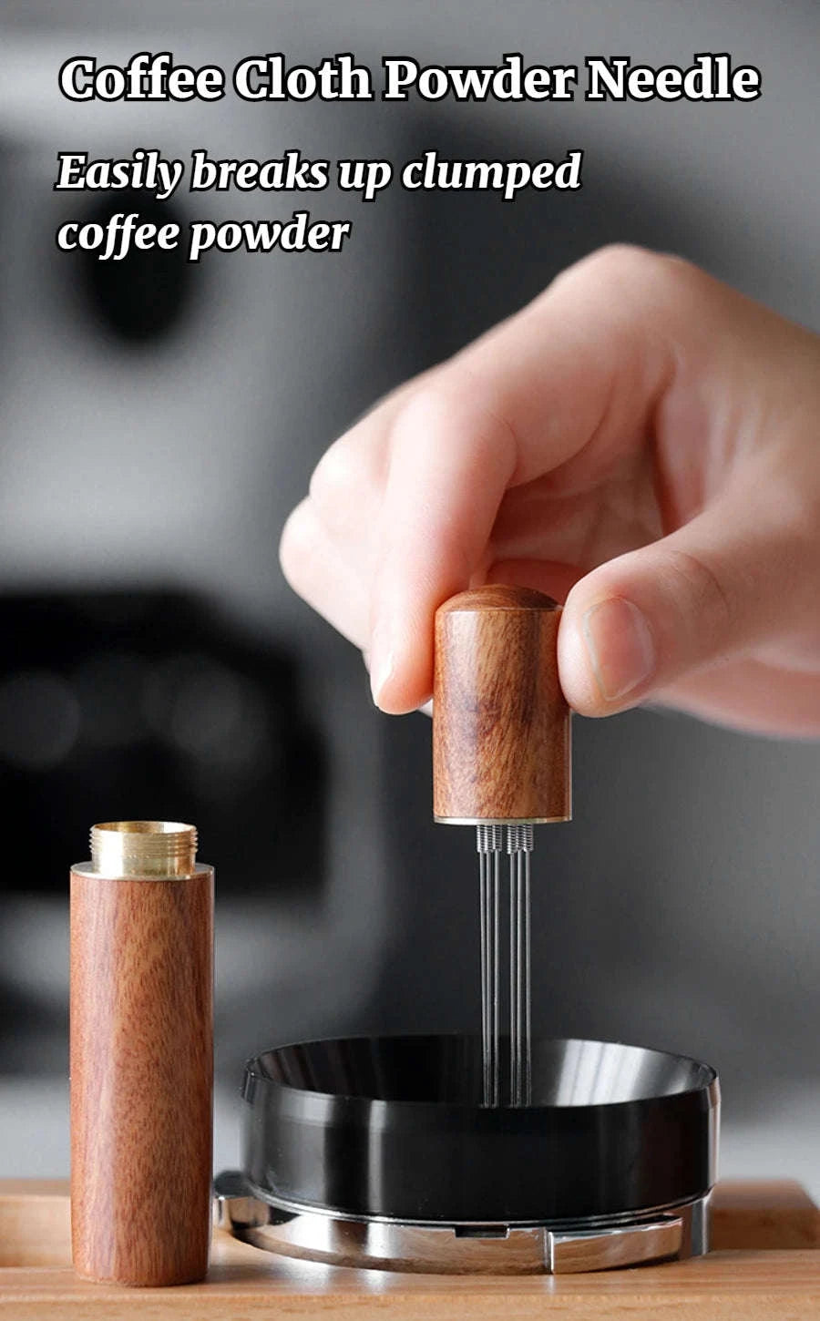 Stainless Steel Coffee Powder Tamper Espresso Powder Stirrer Distributor Leveler WDT Tools Cafe Stirring Barista Accessories-United States / Rosewood