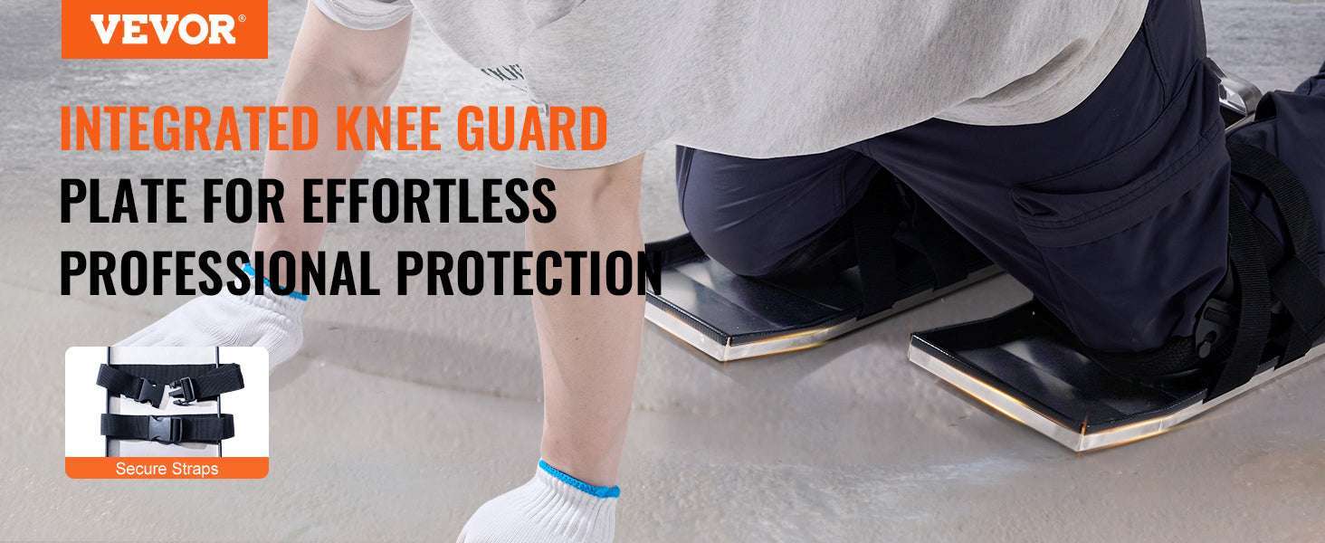 Stainless Steel Concrete Knee Boards 28'' Sliding Pads Pair-PadsStraps30x10in / france