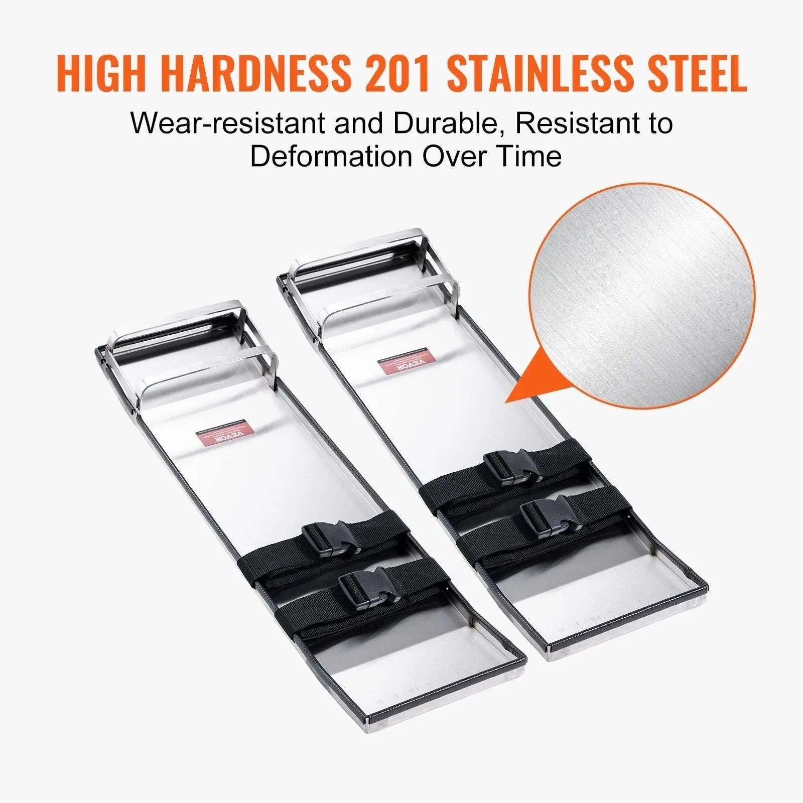Stainless Steel Concrete Knee Boards 28'' Sliding Pads Pair-PadsStraps30x10in / france