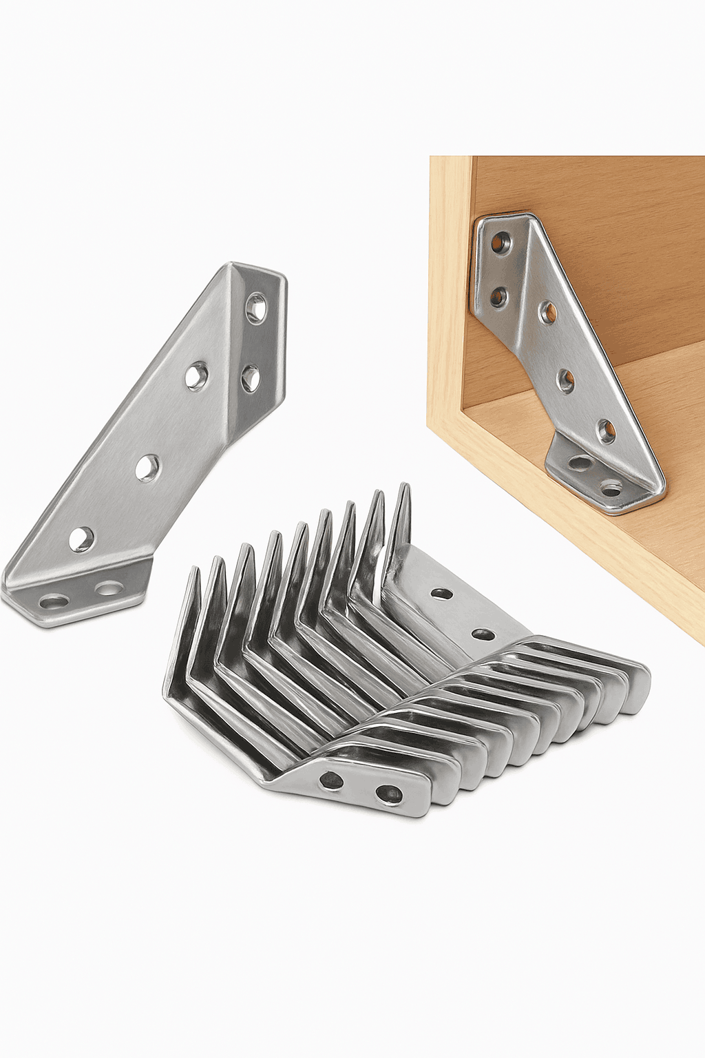 Stainless Steel Corner Brackets for Strong Furniture Support-20pc