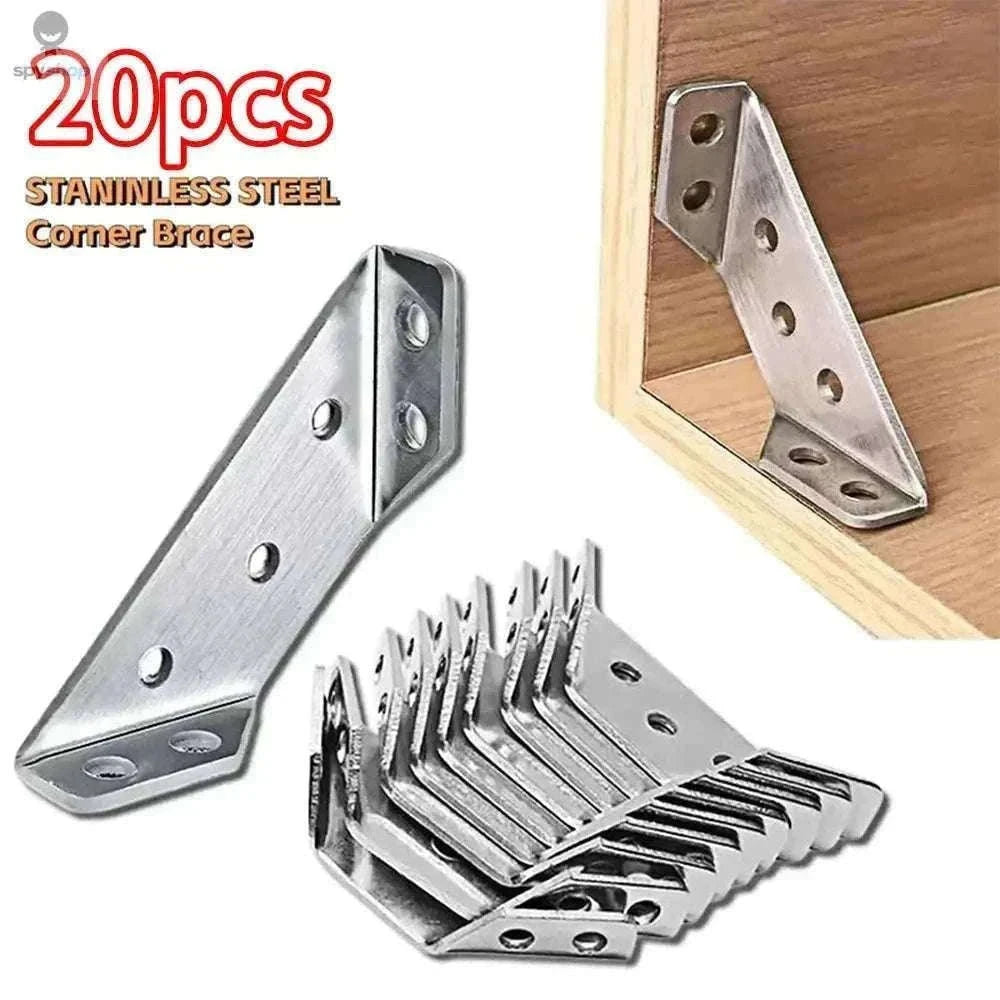 Stainless Steel Corner Brackets for Strong Furniture Support-20pc