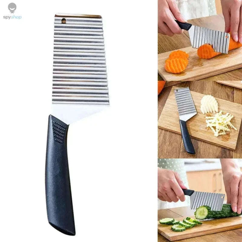 Stainless Steel Crinkle Cutter Knife for Wavy Fruit and Veggie Slices-Potato Wave Knife