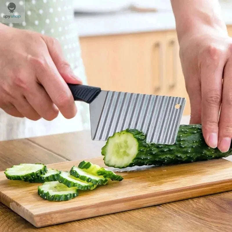 Stainless Steel Crinkle Cutter Knife for Wavy Fruit and Veggie Slices-Potato Wave Knife
