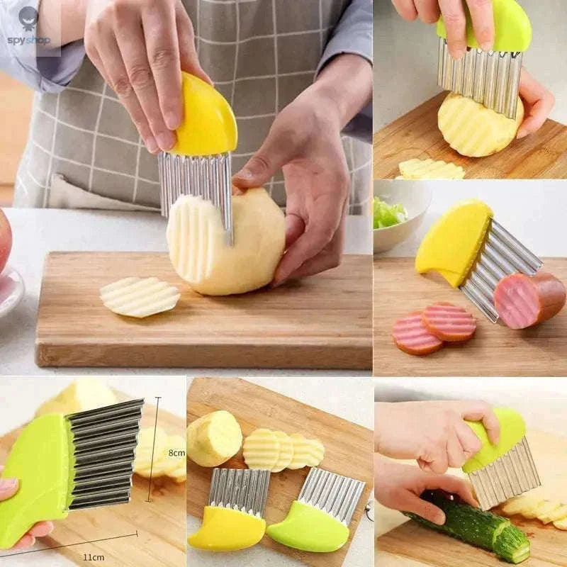 Stainless Steel Crinkle Cutter Knife for Wavy Fruit and Veggie Slices-Potato Wave Knife