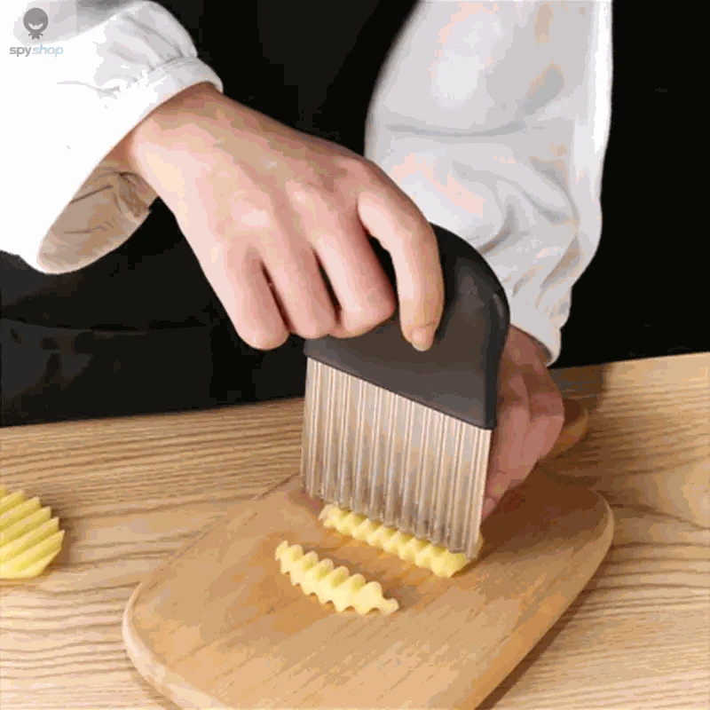 Stainless Steel Crinkle Cutter Knife – Wavy Slicer for Vegetables and Fruits-Potato Wave Knife