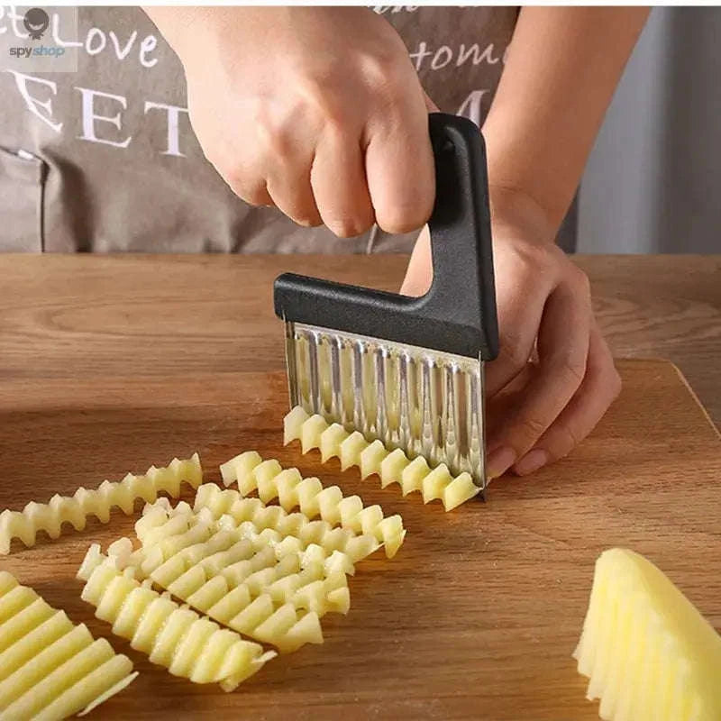 Stainless Steel Crinkle Cutter Knife – Wavy Slicer for Vegetables and Fruits-Potato Wave Knife