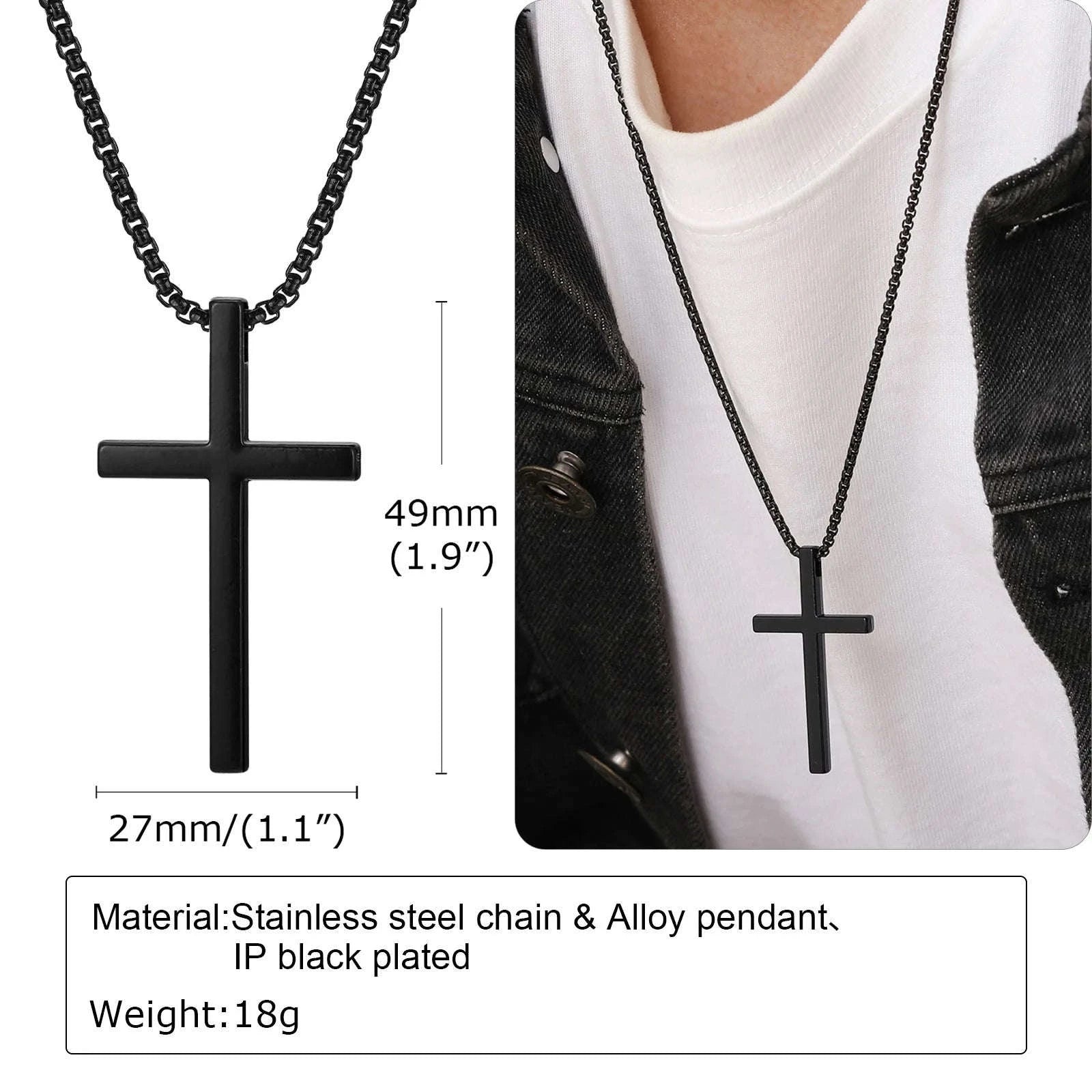 Stainless Steel Cross Necklace for Men & Women-NC-1454G / 60cm 24inch