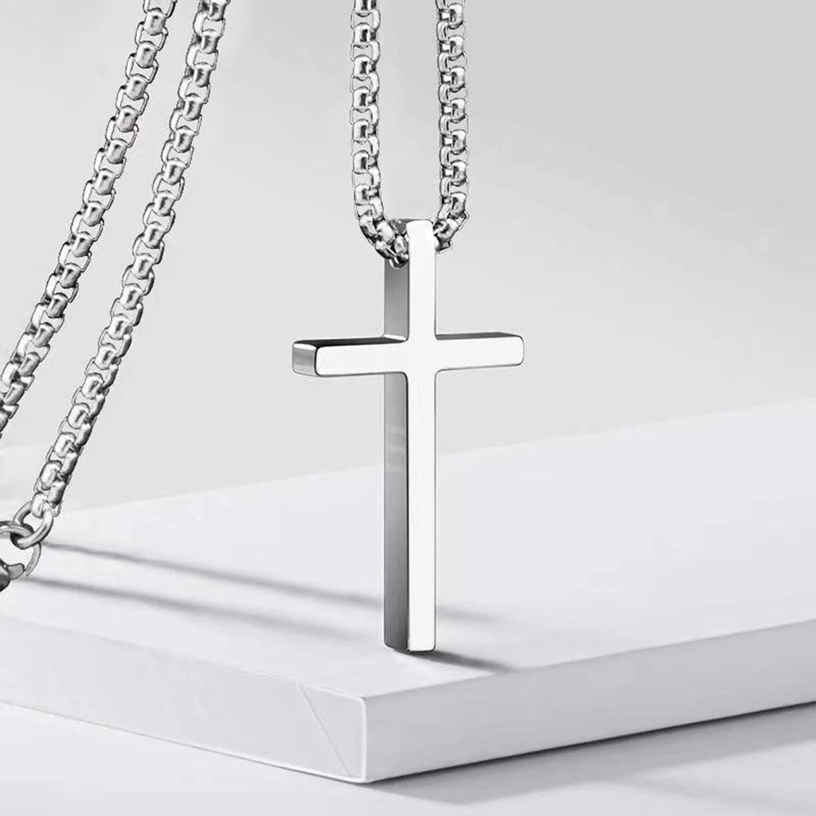 Stainless Steel Cross Necklace for Men & Women-NC-1454G / 60cm 24inch