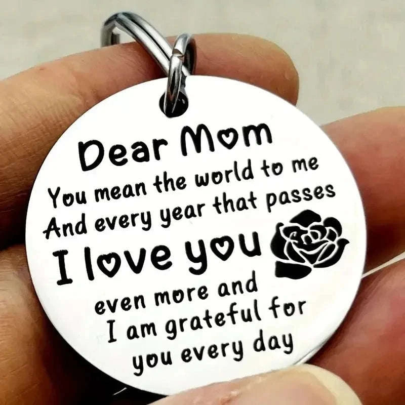Stainless Steel Dear Mom I Love You Keychain-MOM-1