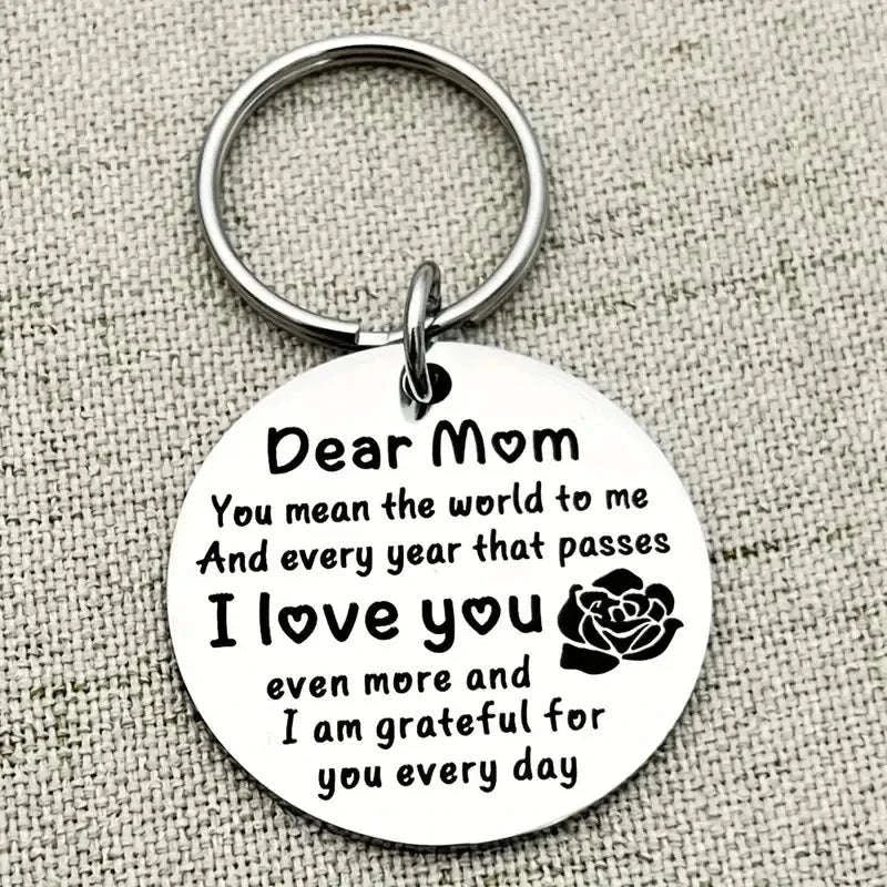 Stainless Steel Dear Mom I Love You Keychain-MOM-1