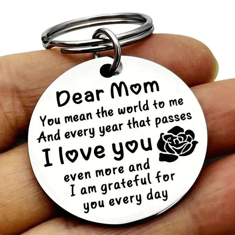 Stainless Steel Dear Mom I Love You Keychain-MOM-1