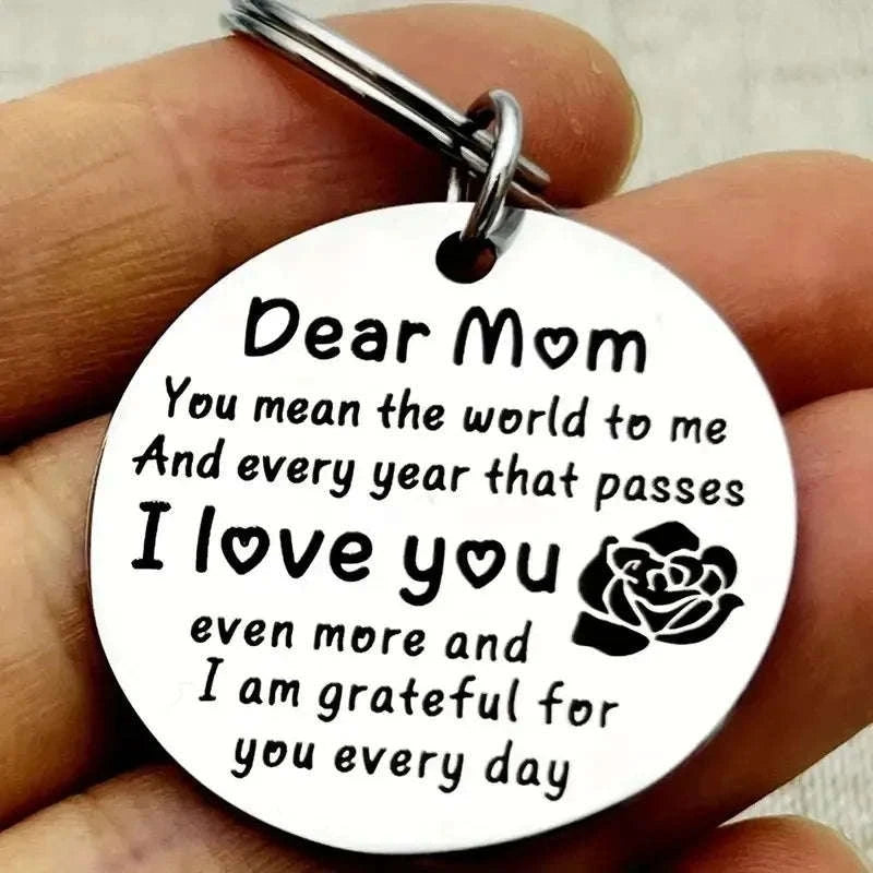 Stainless Steel Dear Mom I Love You Keychain-MOM-1