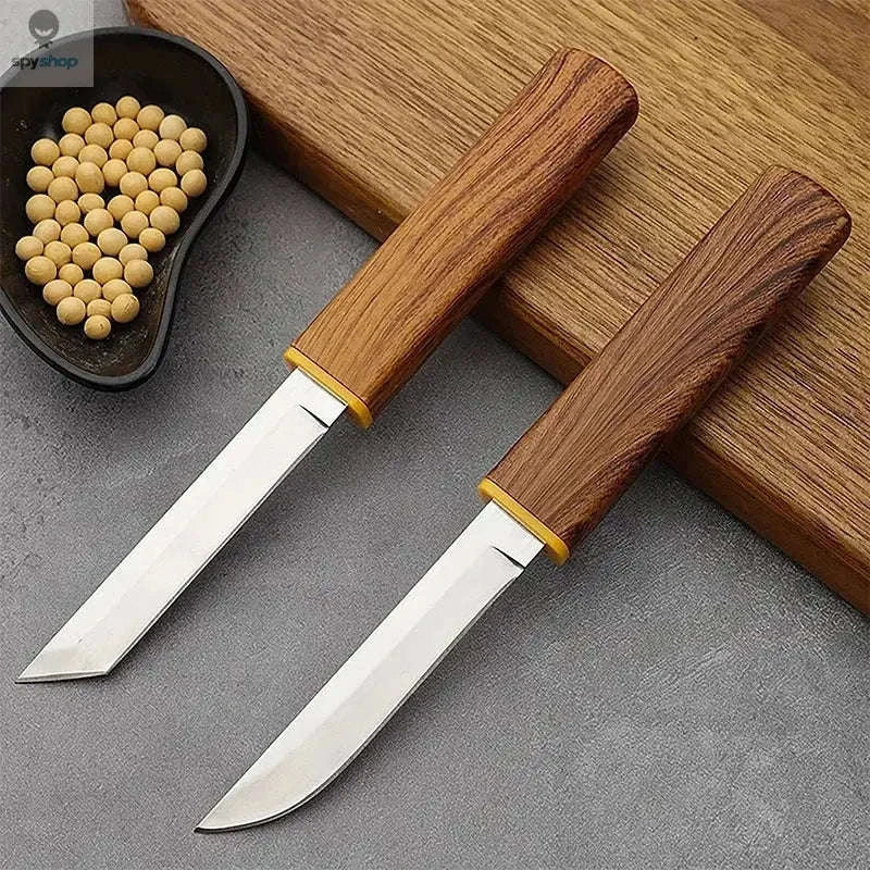Stainless Steel Double Straight Knife 2‑in‑1 Outdoor Survival Tool-Brown
