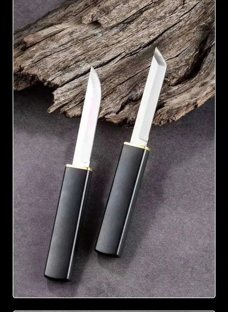 Stainless Steel Double Straight Knife 2-in-1 Survival Tool-Brown