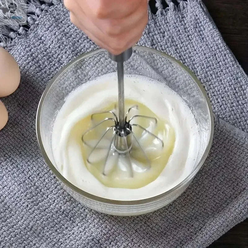 Stainless Steel Egg Beater – Semi‑Automatic Whisk for Effortless Mixing-S size 2pcs