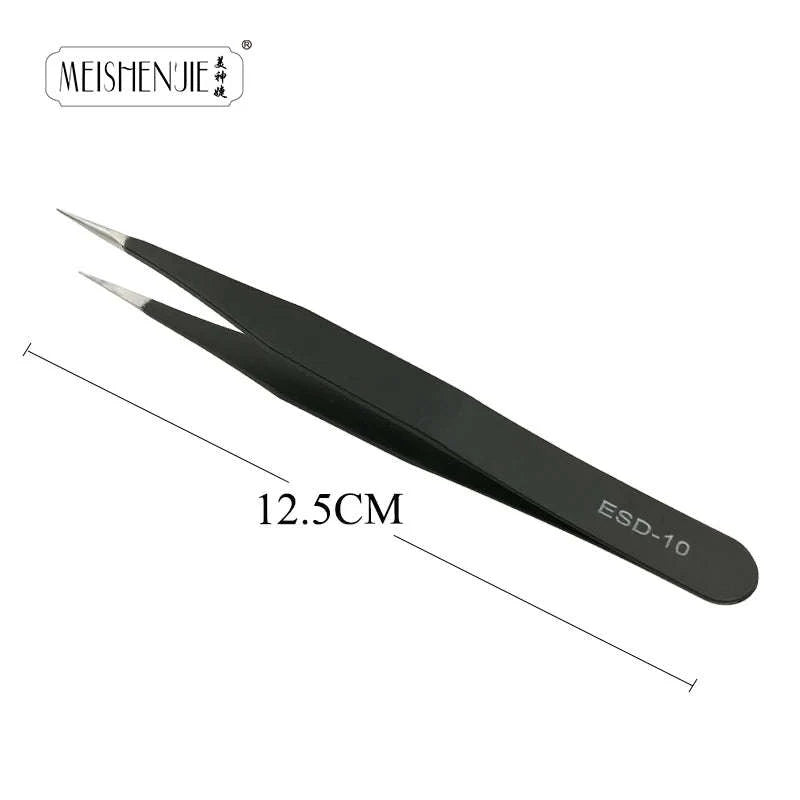 Stainless Steel Eyelash Tweezers for Precision Beauty Work-ESD10