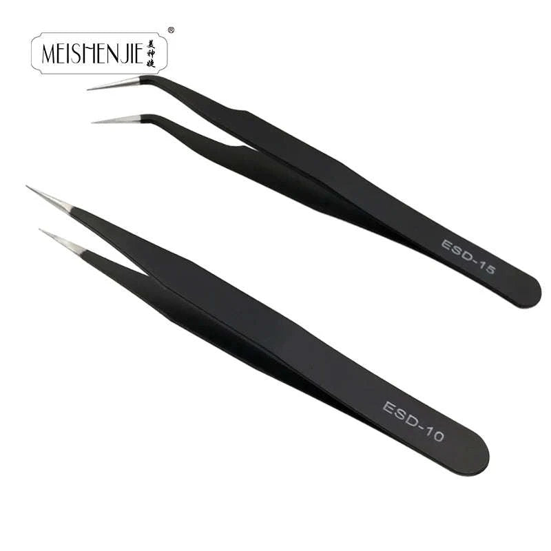 Stainless Steel Eyelash Tweezers for Precision Beauty Work-ESD10