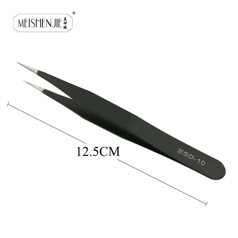 Stainless Steel Eyelash Tweezers for Precision Beauty Work-ESD10