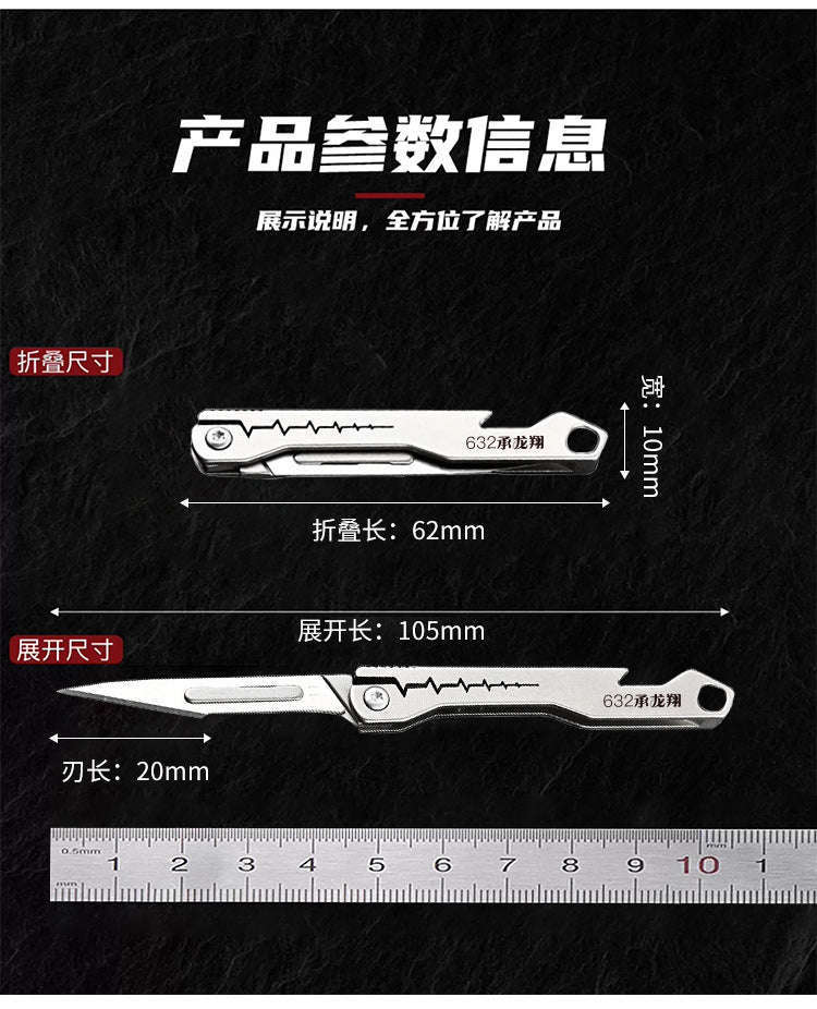 Stainless Steel Fast-Open Mini Scalpel Bottle Opener Knife-ONLY 10 BLADES-12
