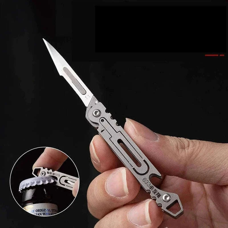 Stainless Steel Fast-Open Mini Scalpel Bottle Opener Knife-ONLY 10 BLADES-12