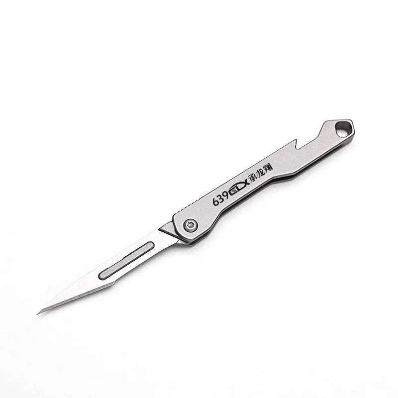 Stainless Steel Fast-Open Mini Scalpel Bottle Opener Knife-ONLY 10 BLADES-12