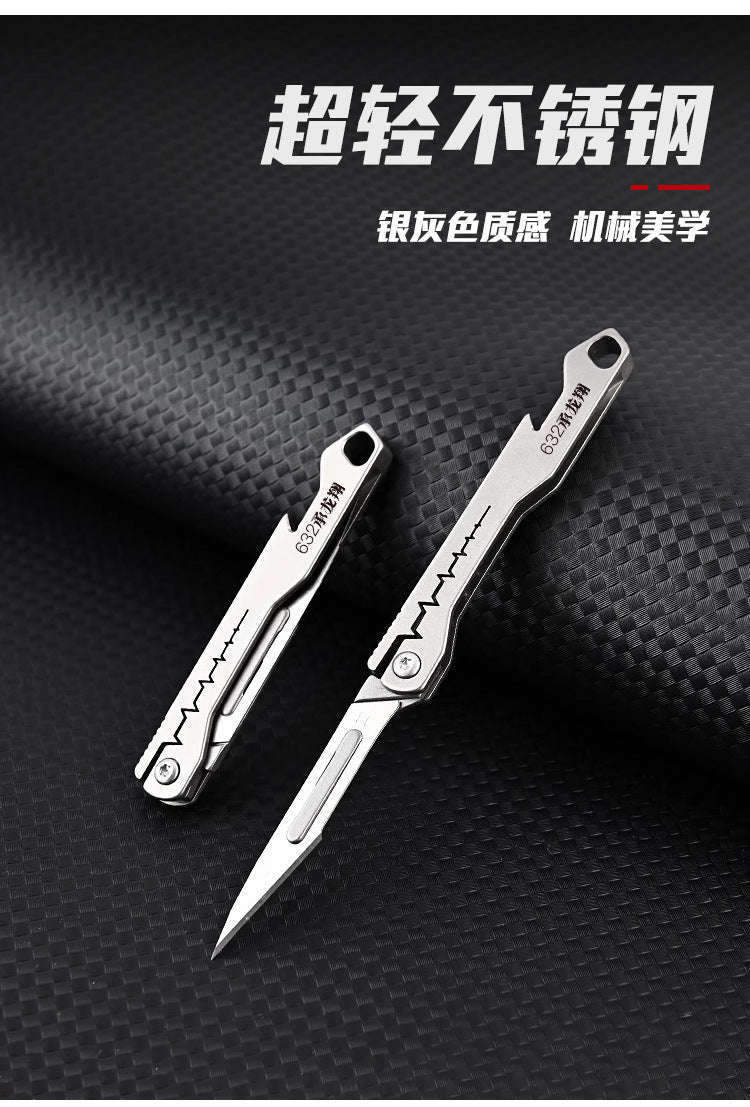 Stainless Steel Fast-Open Mini Scalpel Bottle Opener Knife-ONLY 10 BLADES-12