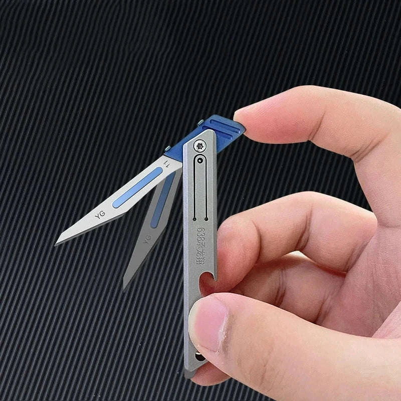 Stainless Steel Fast‑Open Scalpel Mini Bottle Opener Knife-ONLY 10 BLADES-12