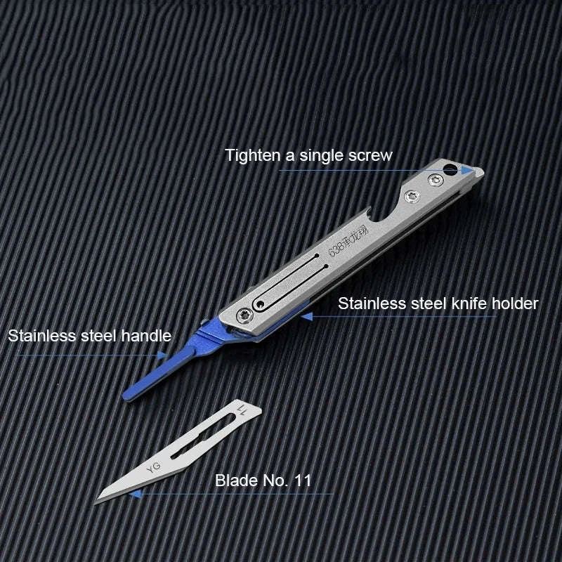 Stainless Steel Fast‑Open Scalpel Mini Bottle Opener Knife-ONLY 10 BLADES-12