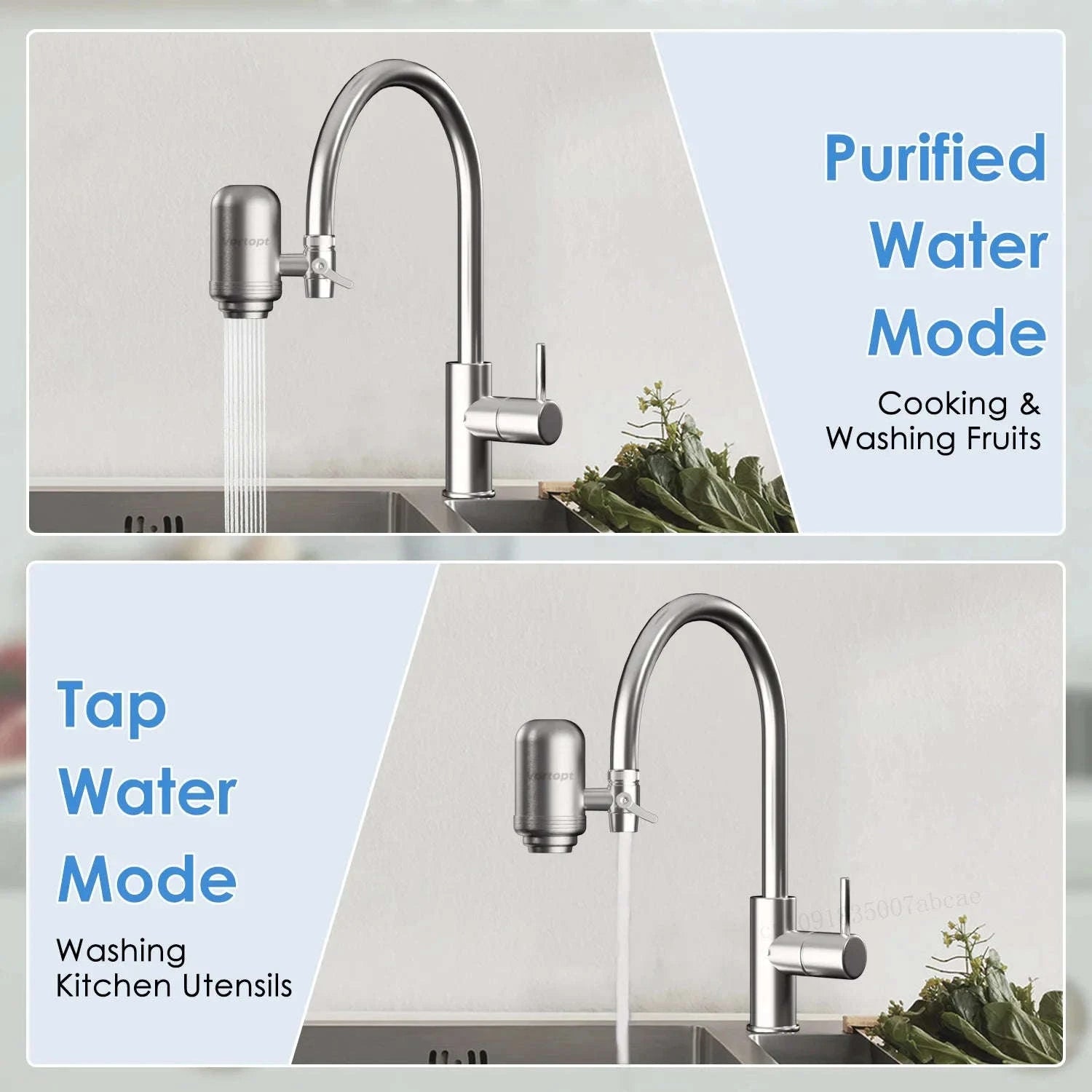 Stainless Steel Faucet Water Filter Purifier System, NSF Certified-Light Grey