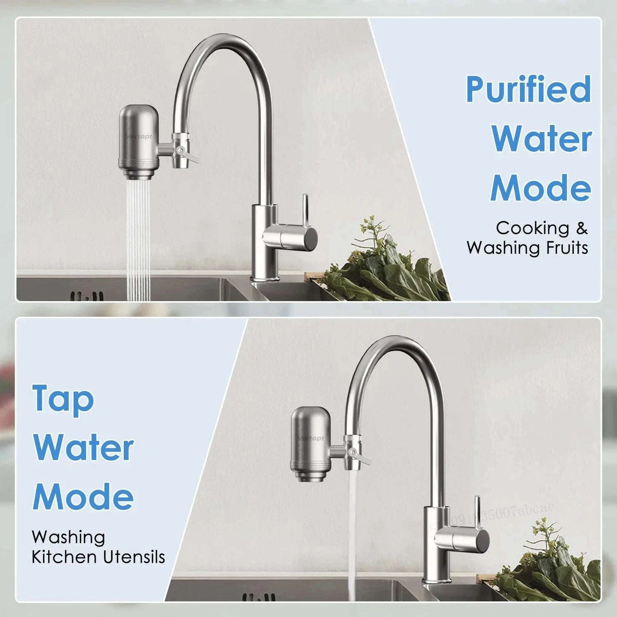 Stainless Steel Faucet Water Filter Purifier System, NSF Certified-Light Grey