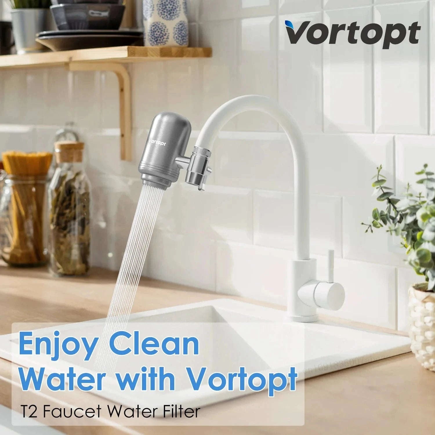 Stainless Steel Faucet Water Filter Purifier System, NSF Certified-Light Grey