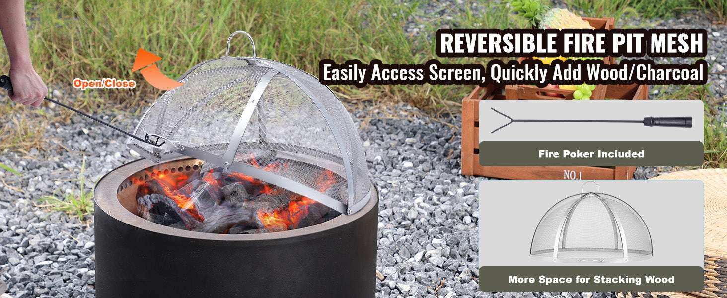 Stainless Steel Fire Pit Spark Screen Lid with Easy Lift Handles-36in / United States
