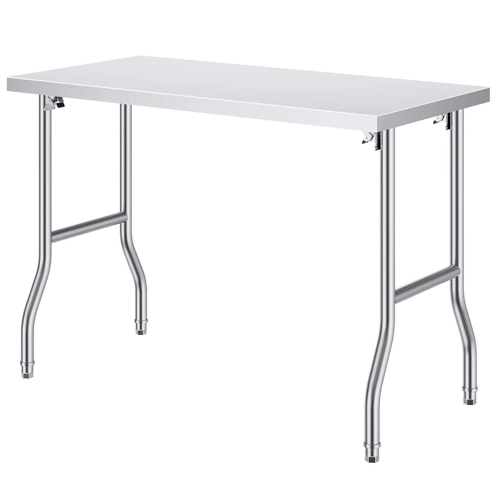 Stainless Steel Folding Work Table with Adjustable Shelf Storage-1 shelf 48x24 inch / france